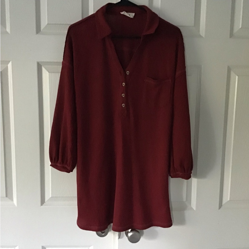 Elegant Maroon Button Down Shirt for Women